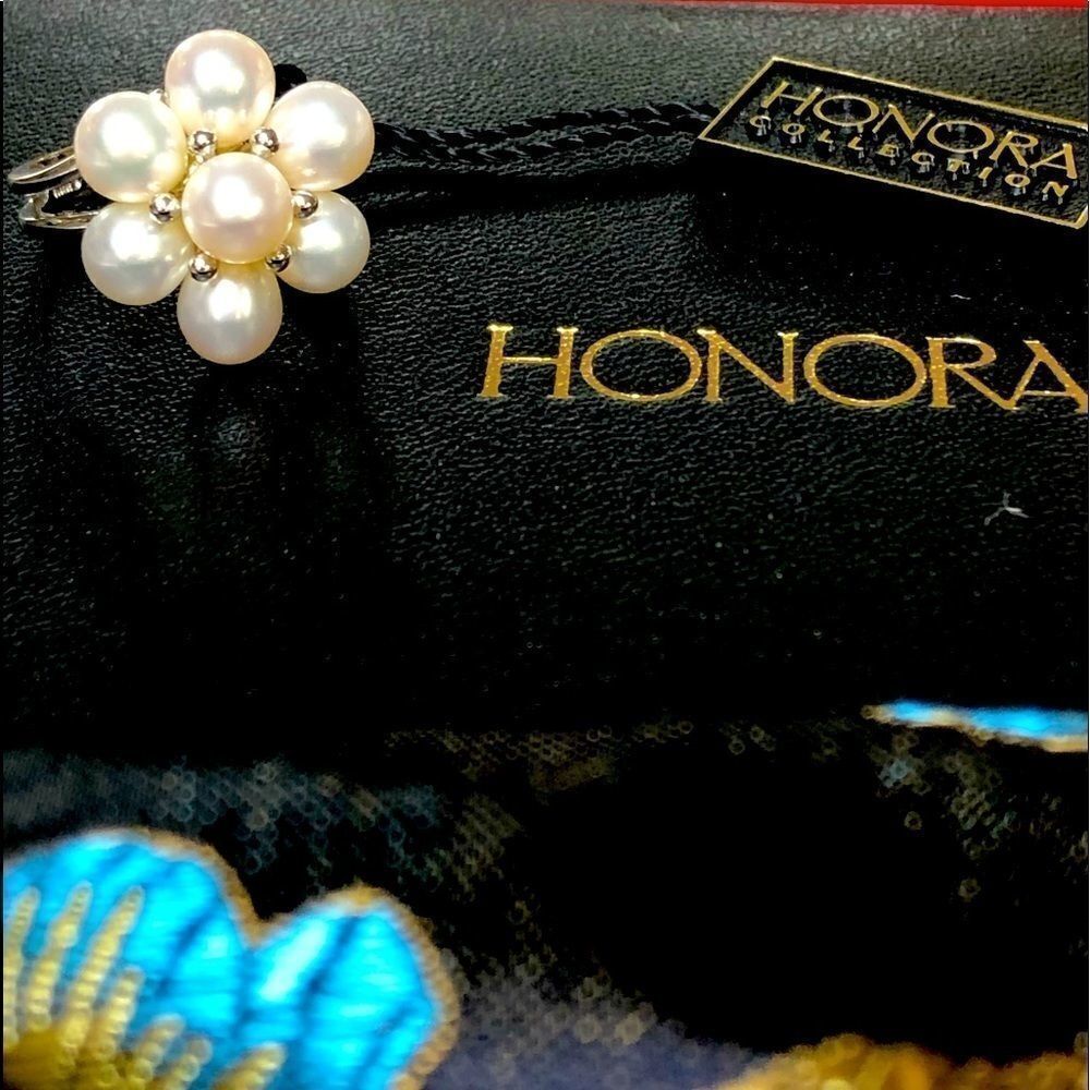 NWT!! Honora Flower White Pearl Ring Sterling Silver 925